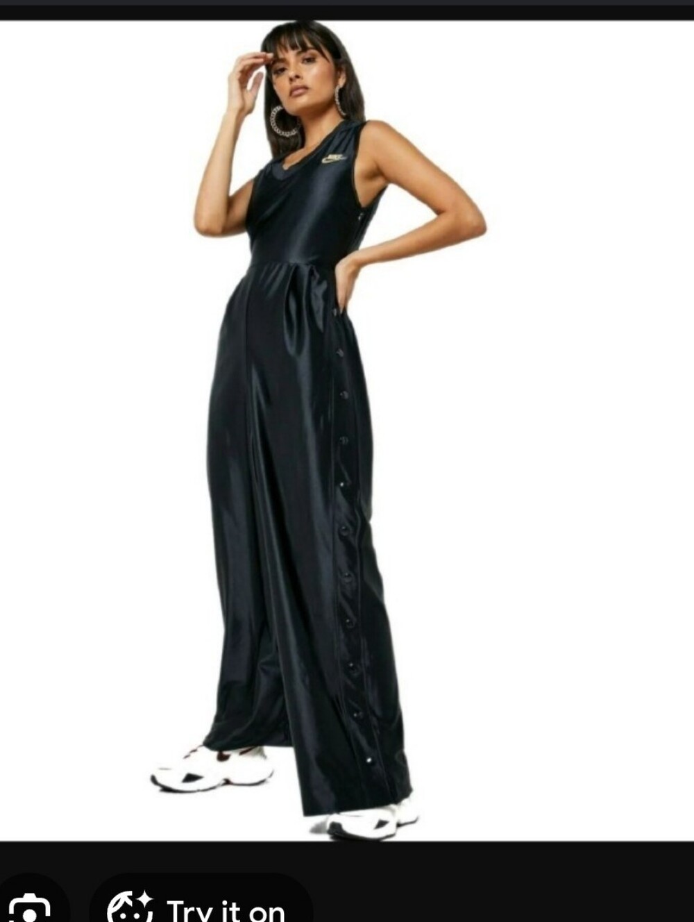 Nike Black  Jumpsuit with Side Snap Details